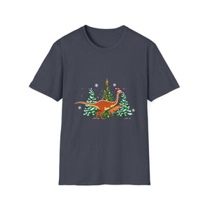 Christmas Brachiosaurus Dinosaur eating a Christmas Tree Unisex T-Shirt