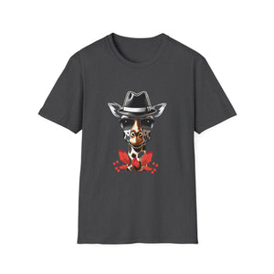 Cowboy Giraffe Graphic T-Shirt – Western Hat Giraffe with Red Rose Design  Unisex T-Shirt
