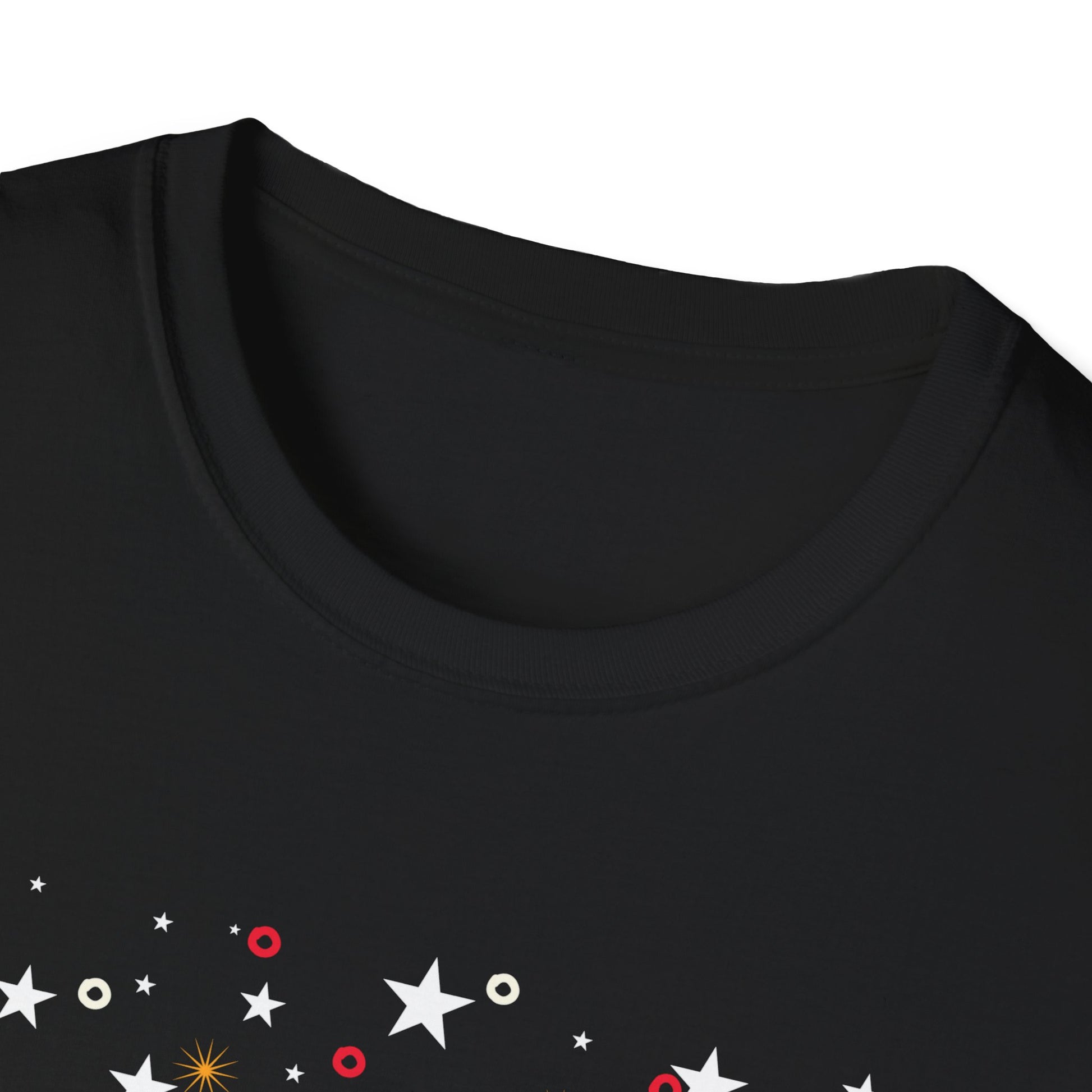 Christmas T-Shirt — "Merry Christmas" Santa Hat & Lights Holiday Tee