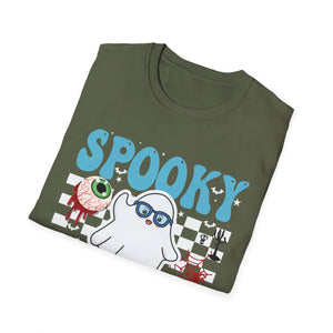 Spooky Optician T-Shirt — Halloween Ghost Eyecare Graphic Tee