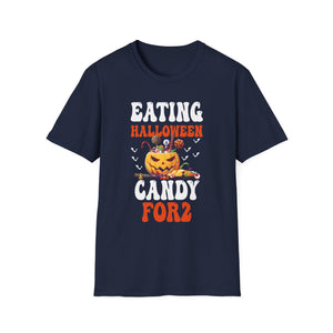 Halloween Expecting Pregnant Eating Halloween Candy for 2 T-Shirt Unisex Softstyle T-Shirt