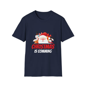 Christmas Is Comming T-Shirt — Cute Santa & Snowman Holiday Tee