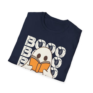 Ghost Reading 'Boo' T-Shirt — Cute Halloween Book Lover Tee