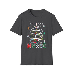 Nurse Christmas T-Shirt — Festive Holiday Tree & Medical Icons Tee