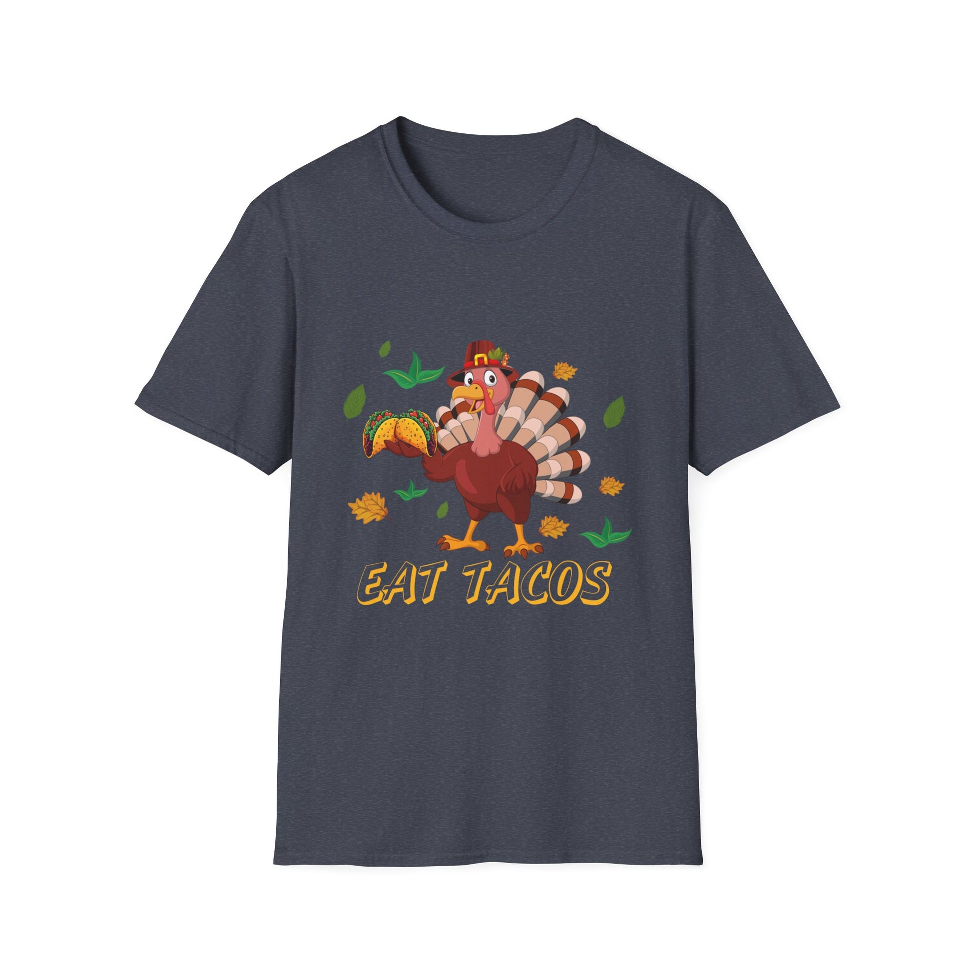 Funny Thanksgiving Turkey T-Shirt “Eat Tacos” — Cute Holiday Turkey Graphic Tee  Unisex T-Shirt