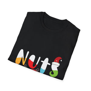 Christmas Nuts Graphic T-Shirt — Festive Holiday Ornaments & Santa Hat Tee