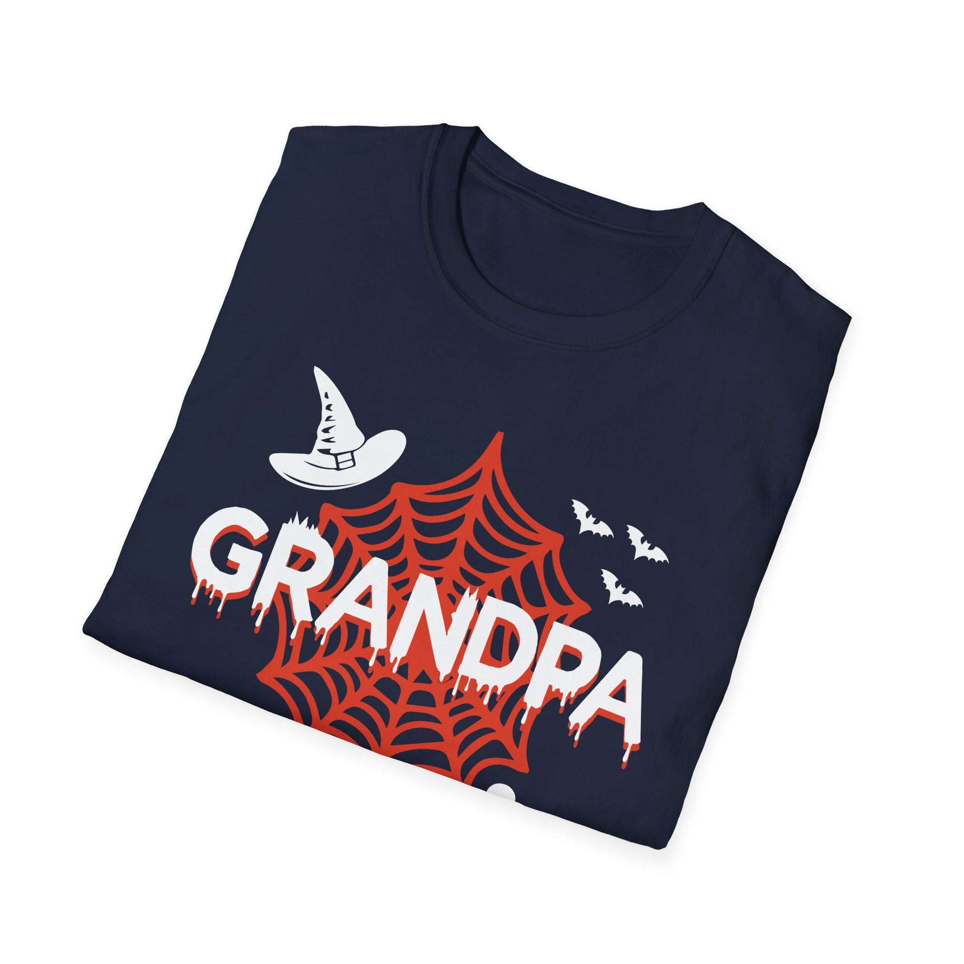 Grandpa Halloween T-Shirt — Spiderweb, Witch Hat & Skulls Graphic