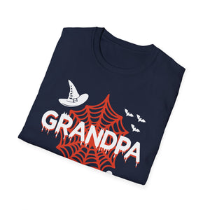 Grandpa Halloween T-Shirt — Spiderweb, Witch Hat & Skulls Graphic