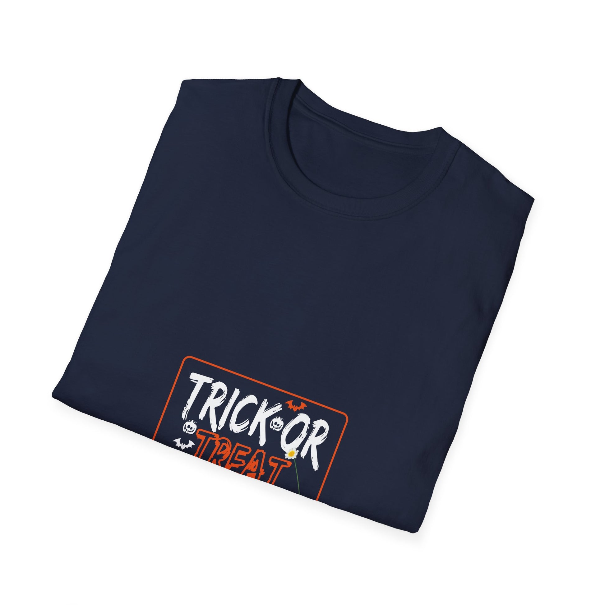 Trick Or Treat T-Shirt — Halloween Graphic Tee with Bats & Spooky Lettering