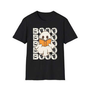 Ghost Reading 'Boo' T-Shirt — Cute Halloween Book Lover Tee