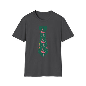Flamingo Tie Graphic T-Shirt — Tropical Novelty Tee for Casual & Vacation Wear