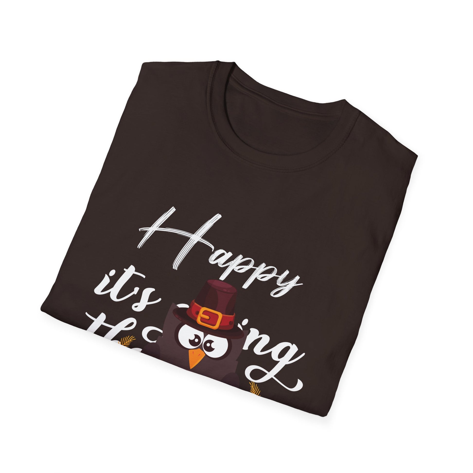 Thanksgiving T-Shirt — "Happy it's turkey time Thanksgiving" Cute Pilgrim Turkey Tee