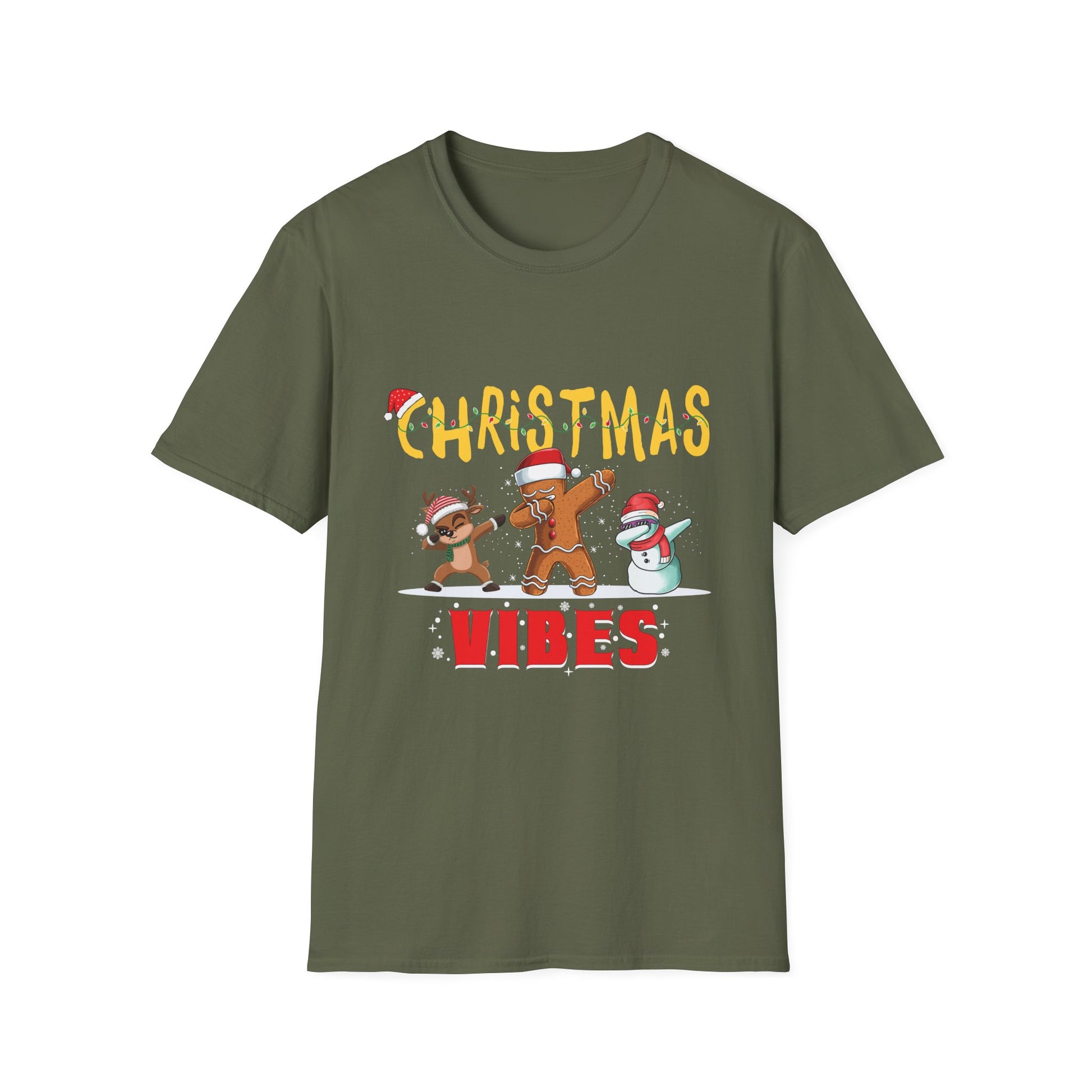 Christmas Vibes T-Shirt — Dabbing Gingerbread & Snowman Holiday Tee