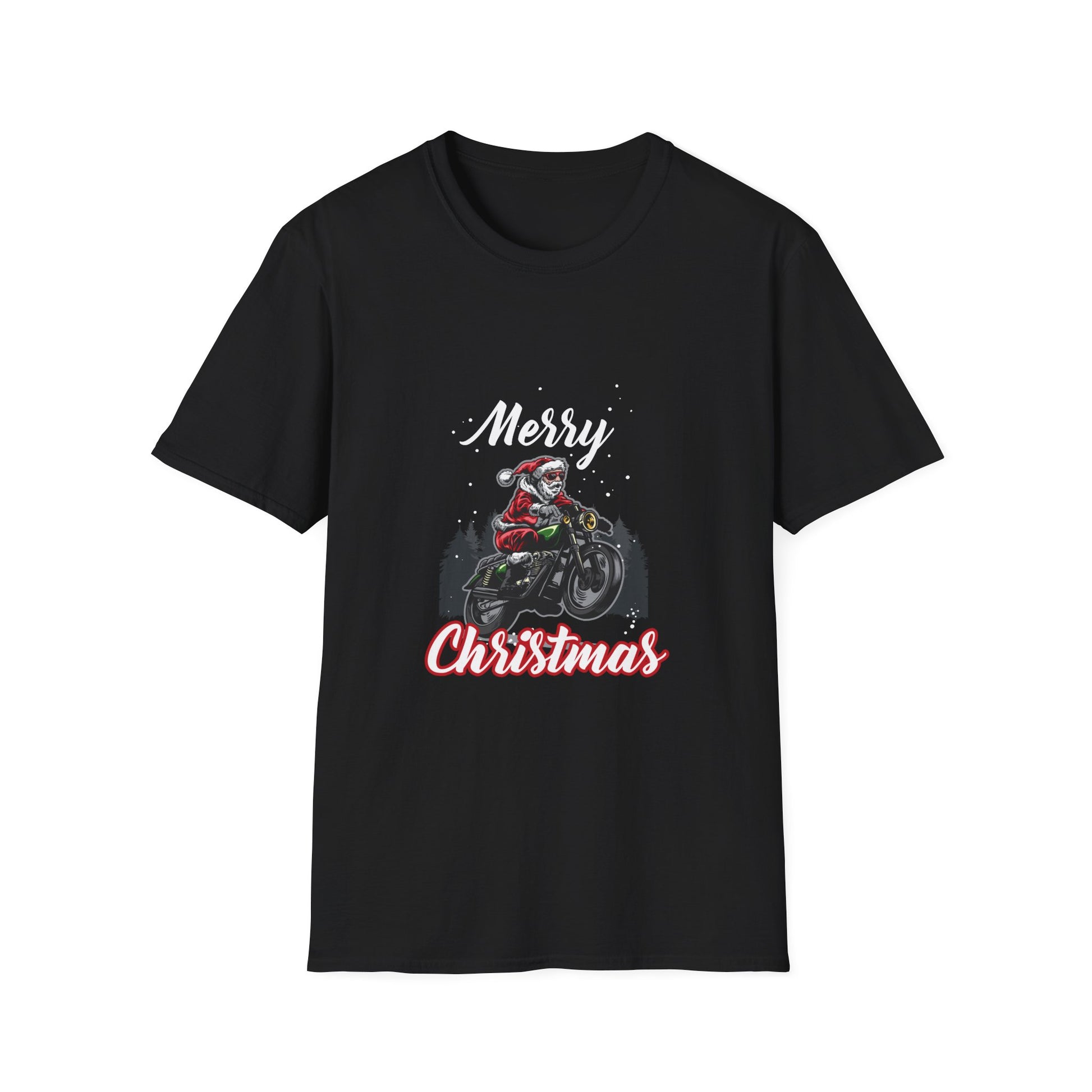 Christmas Motorcycle T-Shirt — 'Merry Christmas' Santa Biker Tee