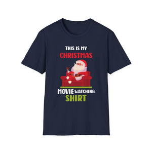 Christmas Movie Watching T-Shirt — Santa Relaxing on Couch Holiday Tee