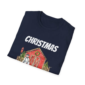 Christmas on the Farm T-Shirt — Holiday Barn & Snowman Farmhouse Tee