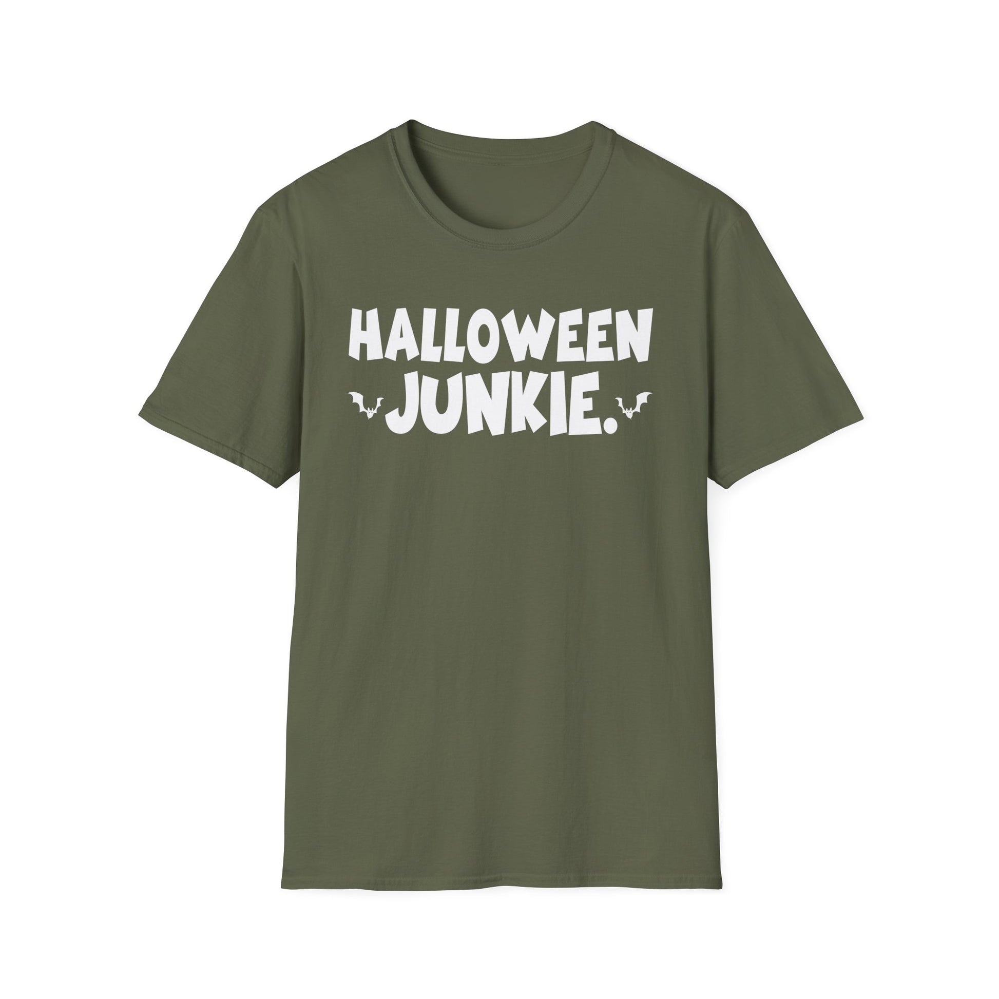 Halloween Junkie T-Shirt — Funny Halloween Tee with Bats
