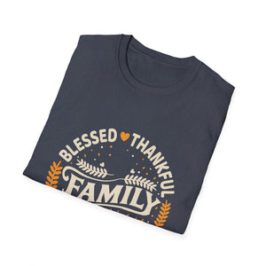 Family Blessed Thankful Grateful Pumpkin T-Shirt — Fall Thanksgiving Tee