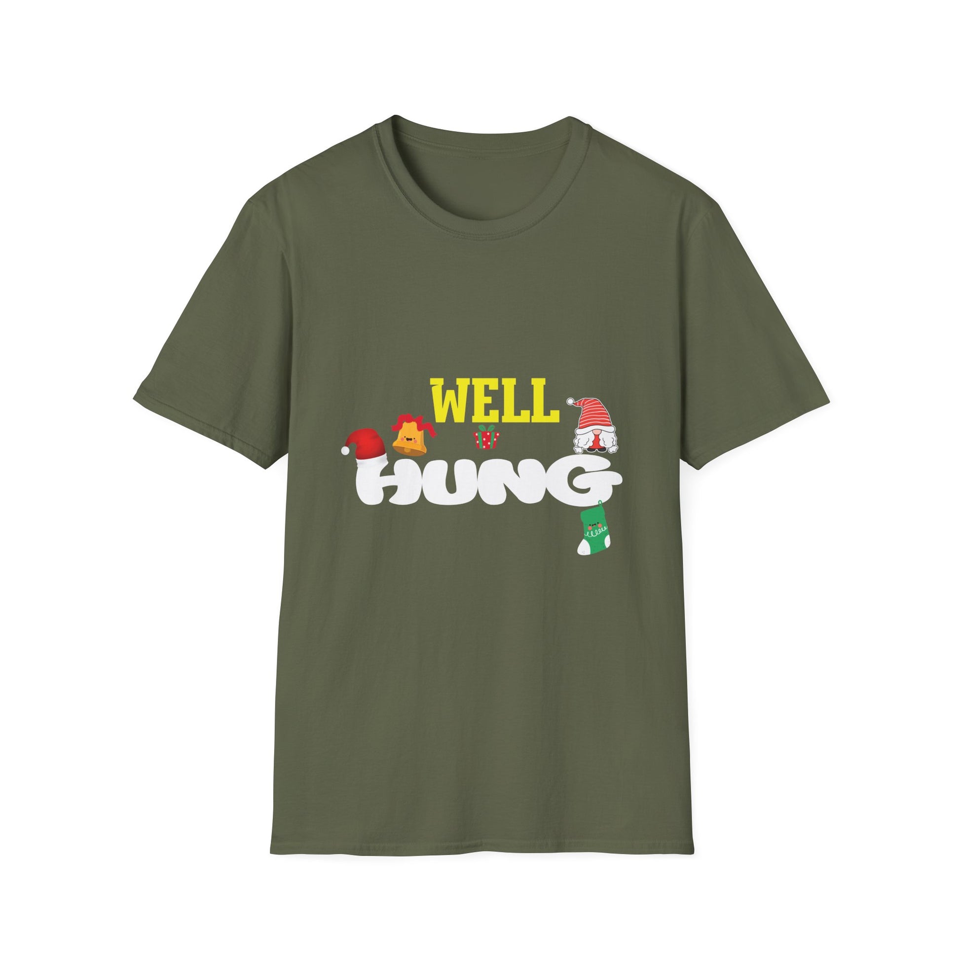 Naughty Christmas_ Well Hung_ Inappropriate Christmas_ Ugly Unisex Softstyle T-Shirt