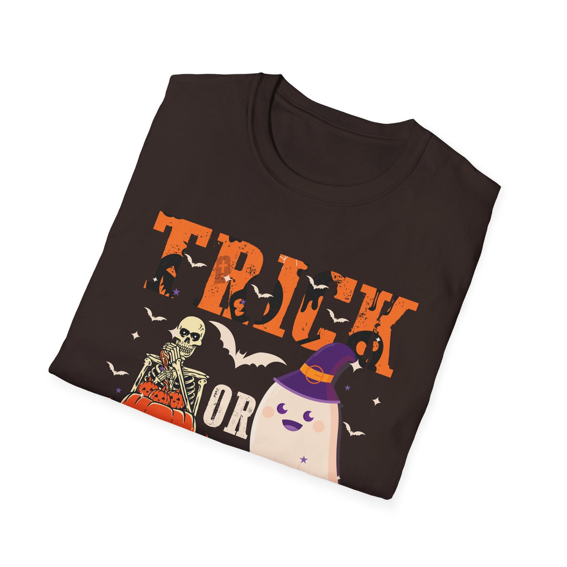 Trick or Teach Halloween T-Shirt — Cute Ghost & Pumpkin Teacher Tee
