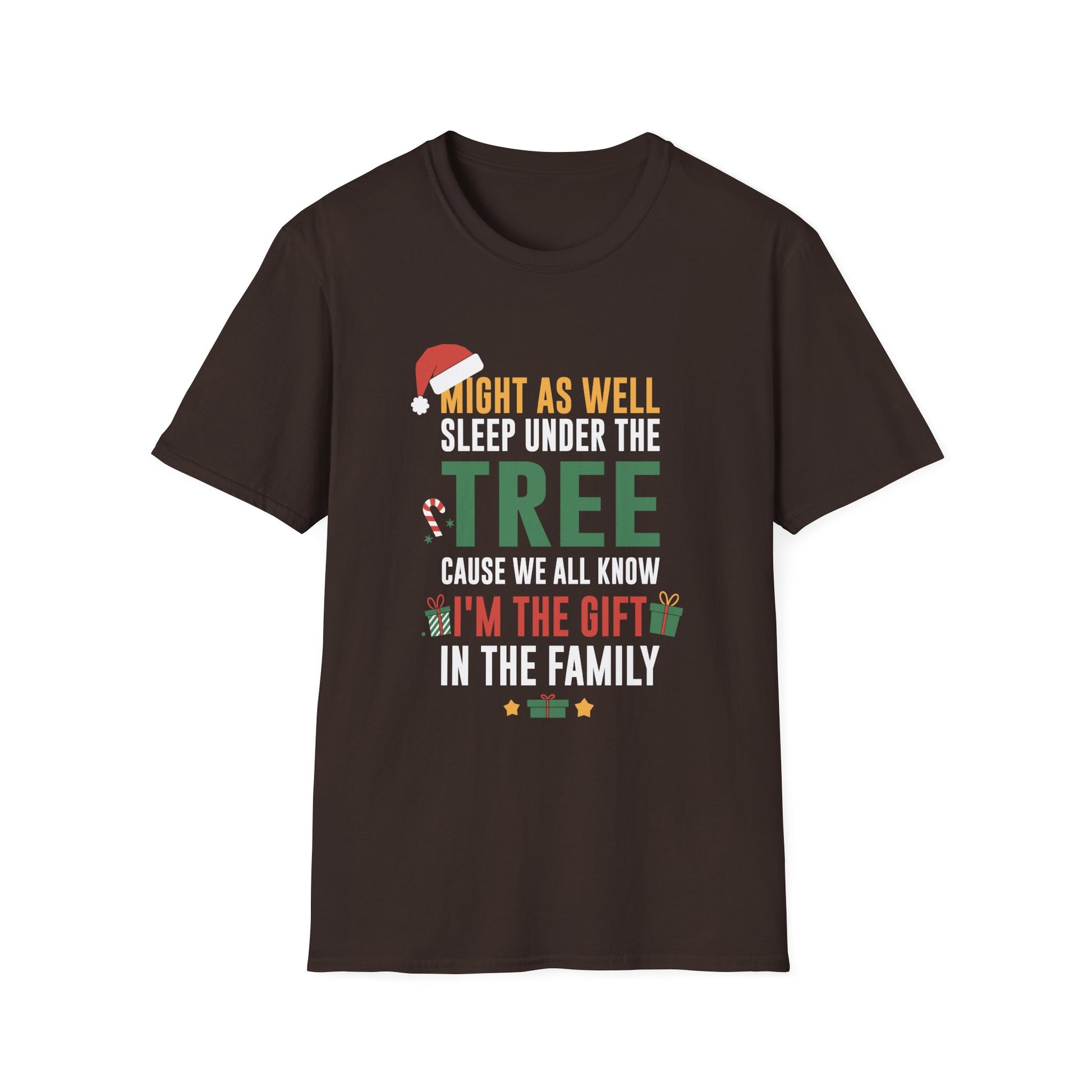 Funny Christmas Decor Firefighter Truck Christmas Tree  Unisex Softstyle T-Shirt
