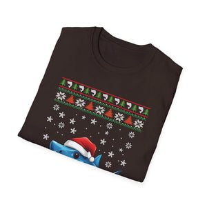 Shark Christmas Santa Hat Ugly Christmas Sweater Unisex Softstyle T-Shirt