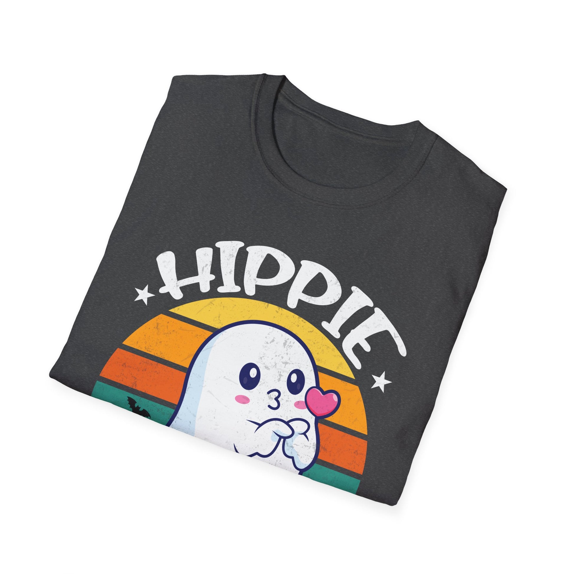 Hippie Halloween T-Shirt – Cute Ghost Retro Sunset Graphic