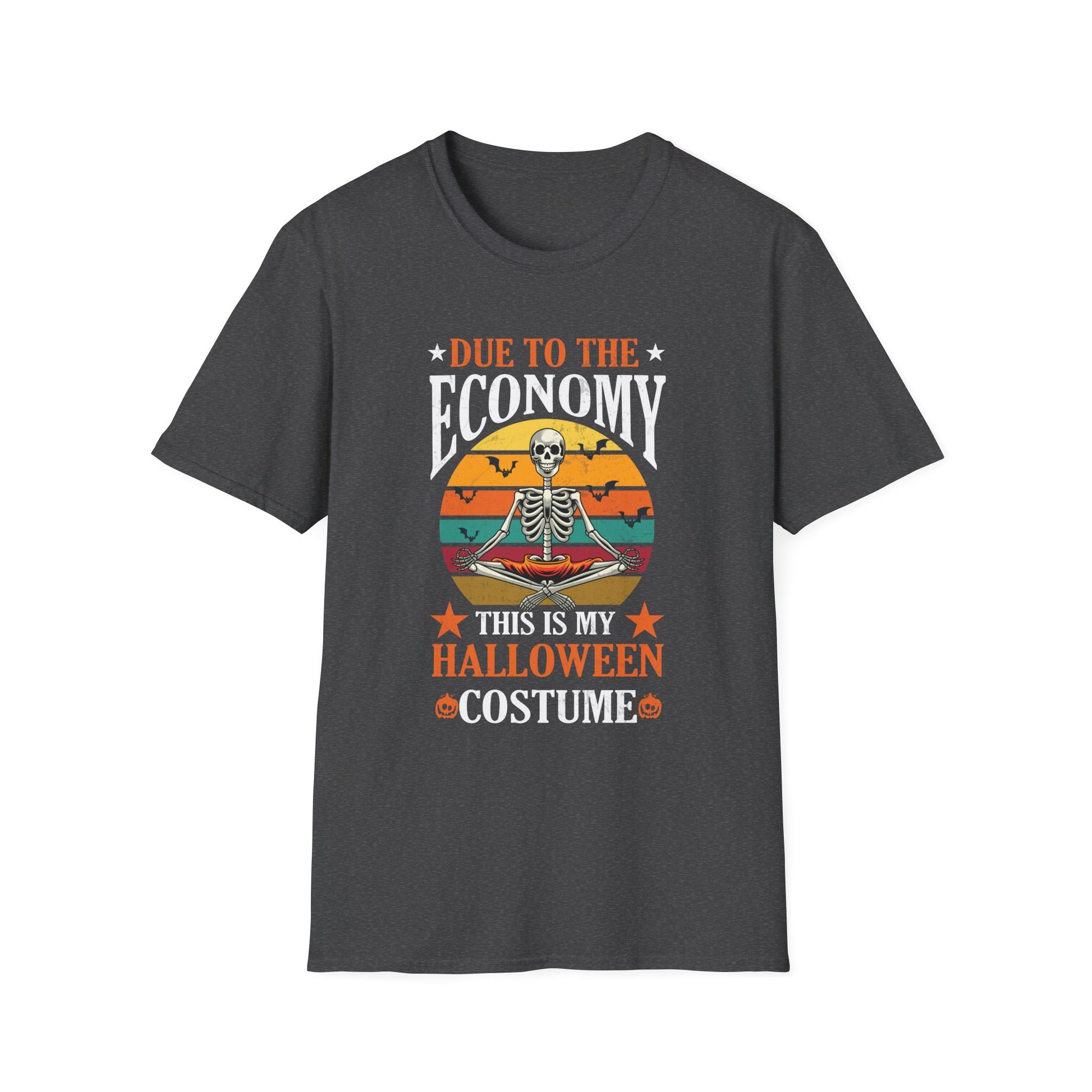 Halloween T-Shirt — "Due to the Economy This Is My Halloween Costume" Skeleton Retro Tee