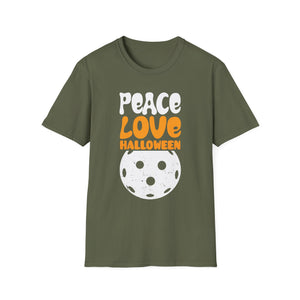 Peace Love Halloween T-Shirt — Retro Pumpkin Moon Graphic Tee