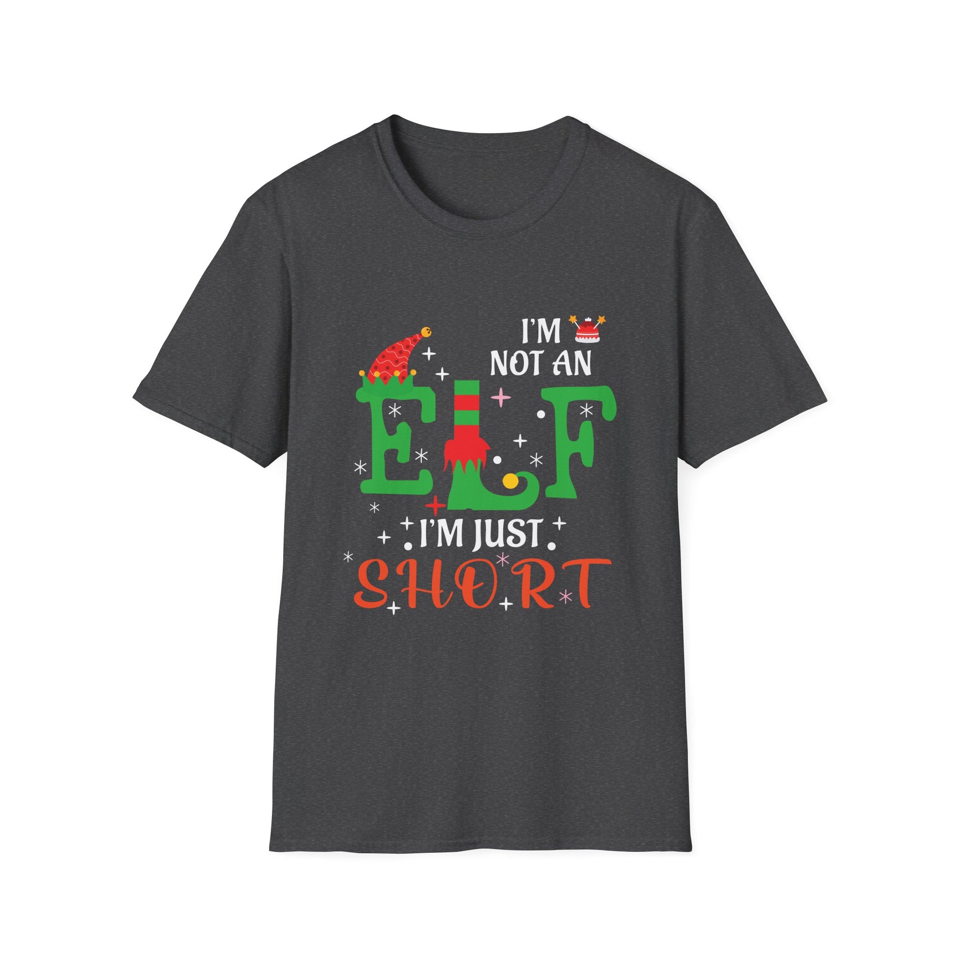 Elf Short Funny Christmas T-Shirt – "I'm Not an Elf I'm Just Short" Holiday Tee