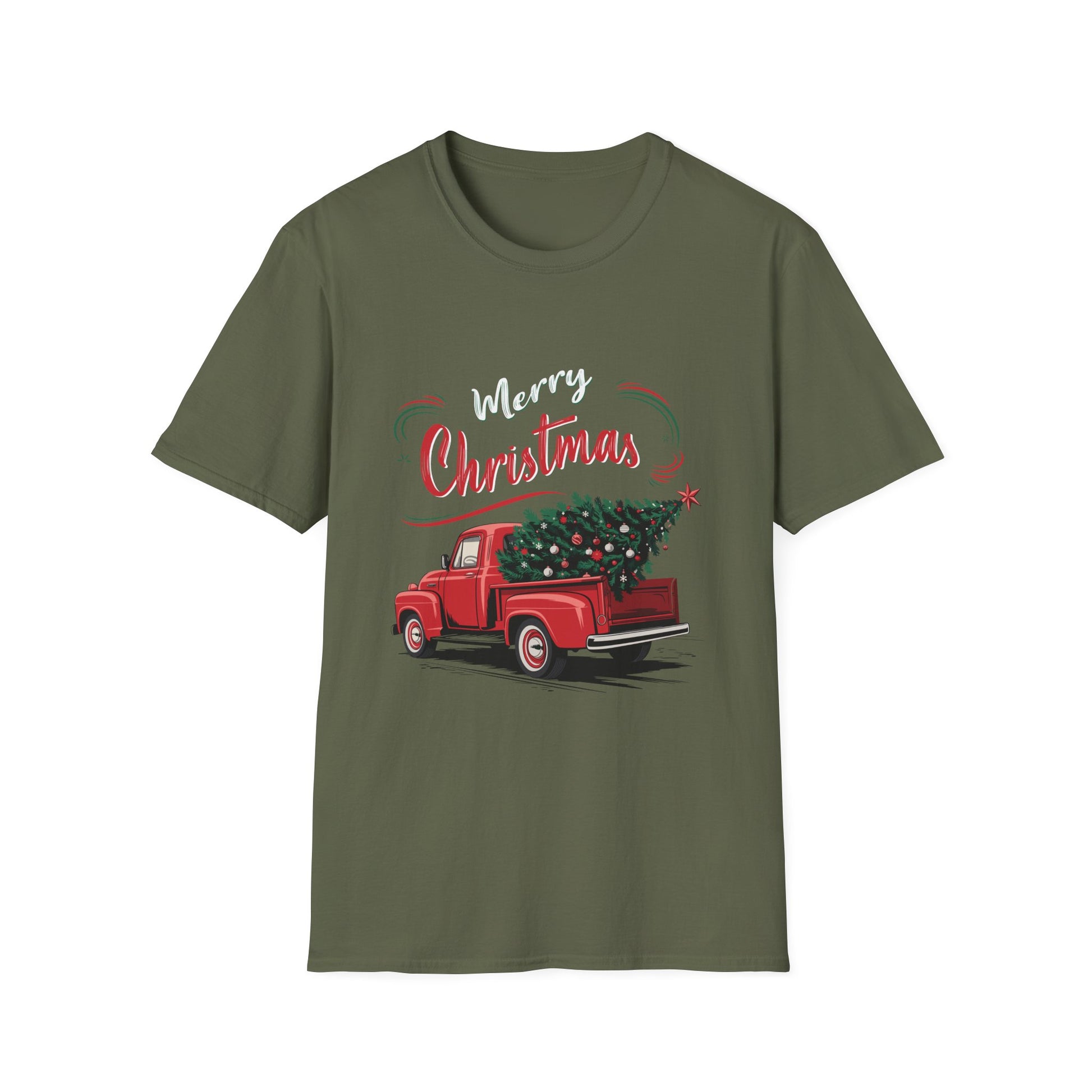 Vintage Wagon Red Truck Christmas Tree Pajama Family Xmas T-Shirt