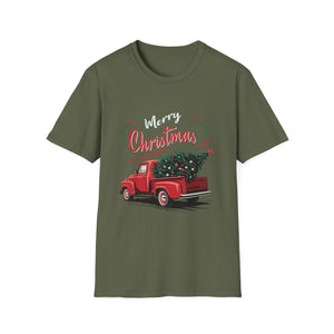 Vintage Wagon Red Truck Christmas Tree Pajama Family Xmas T-Shirt