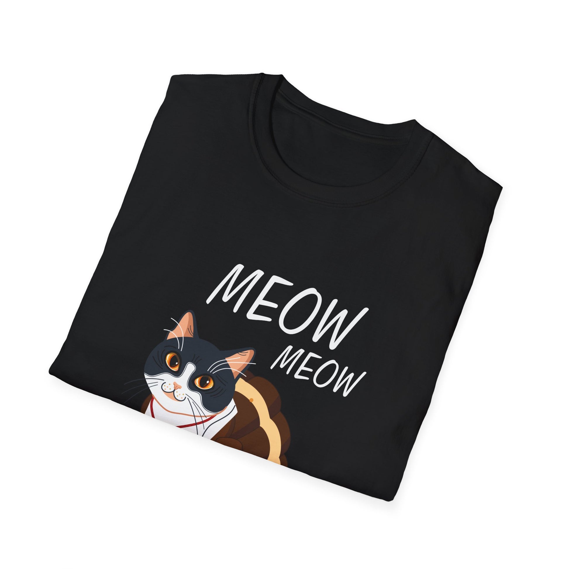 Meow Meow Cat Graphic T-Shirt — Cute Cartoon Cat Tee for Cat Lovers