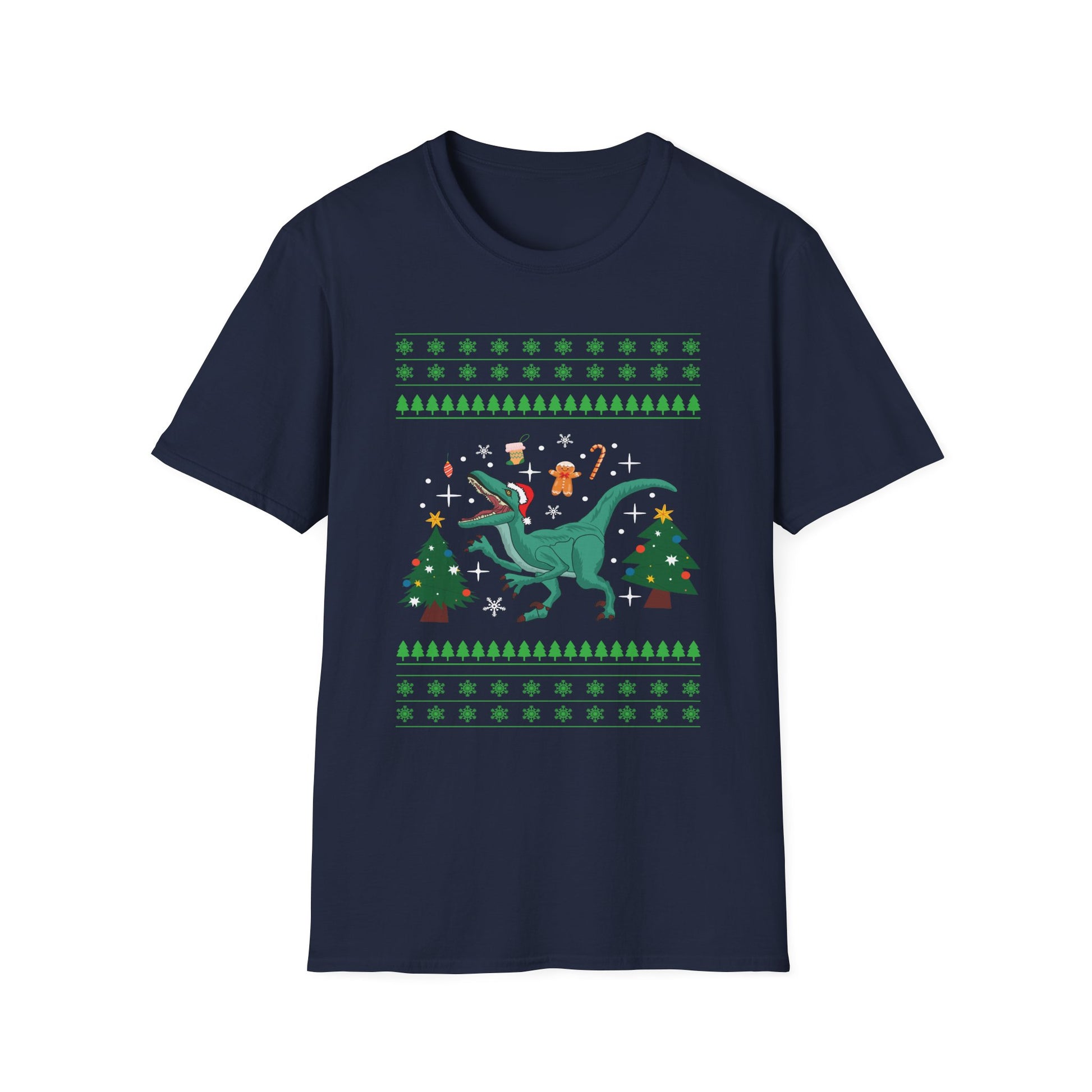 T-Rex Christmas Ugly Christmas Dinosaur Unisex Softstyle T-Shirt