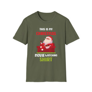 Christmas Movie Watching T-Shirt — Santa Relaxing on Couch Holiday Tee