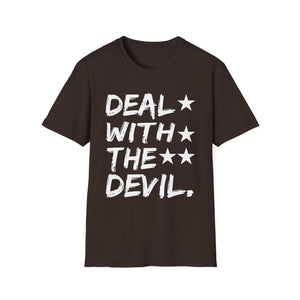 Halloween Devil tee _ Halloween Deal with the Devil Tee   Unisex Softstyle T-Shirt