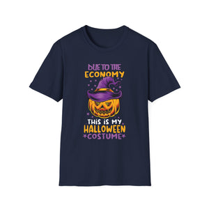 Halloween T-Shirt — “Due to the Economy This Is My Halloween Costume” Pumpkin Witch Tee