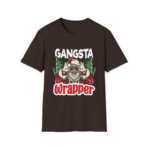 Gangsta Wrapper Christmas T‑Shirt — Funny Santa Holiday Tee