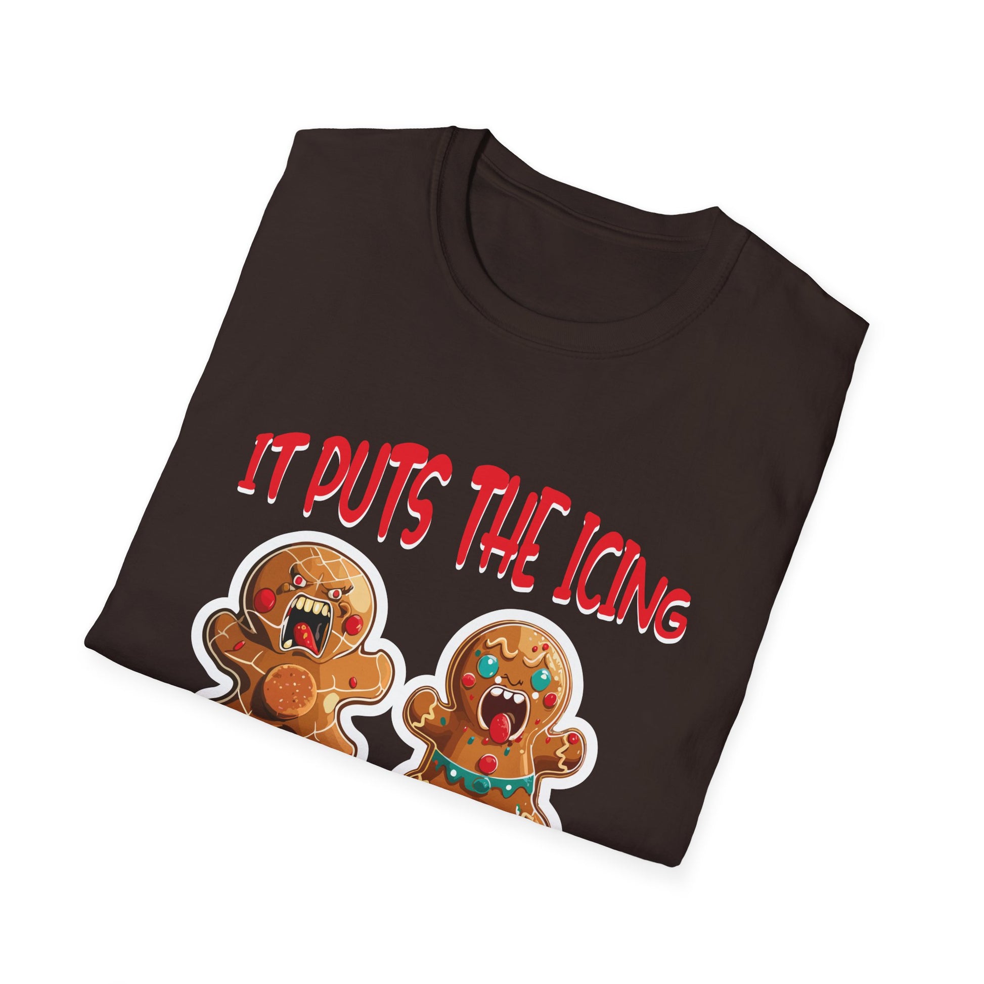 Gingerbread Horror T-Shirt — "It Puts the Icing on the Skin" Christmas Tee