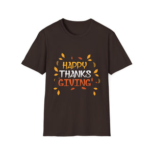 Thanksgiving T-Shirt — Happy Thanksgiving Fall Leaves Holiday Tee