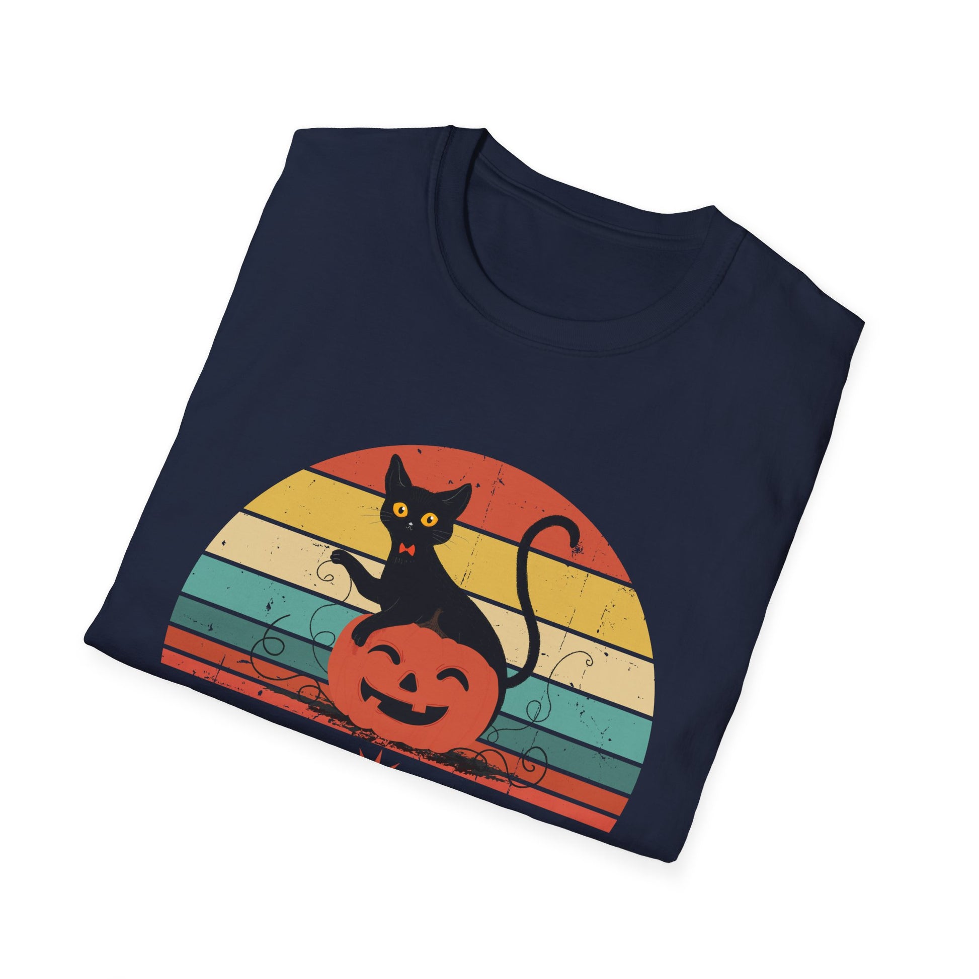 Black Cat sitting in a Pumpkin for Cat Lover - Halloween T-Shirt
