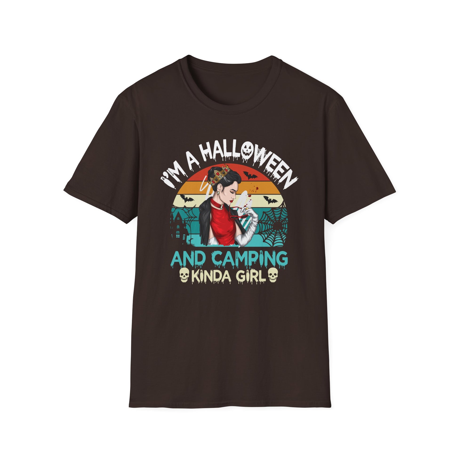 Halloween & Camping T-Shirt — “I’m a Halloween and Camping Kinda Girl” Retro Graphic Tee