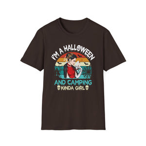 Halloween & Camping T-Shirt — “I’m a Halloween and Camping Kinda Girl” Retro Graphic Tee