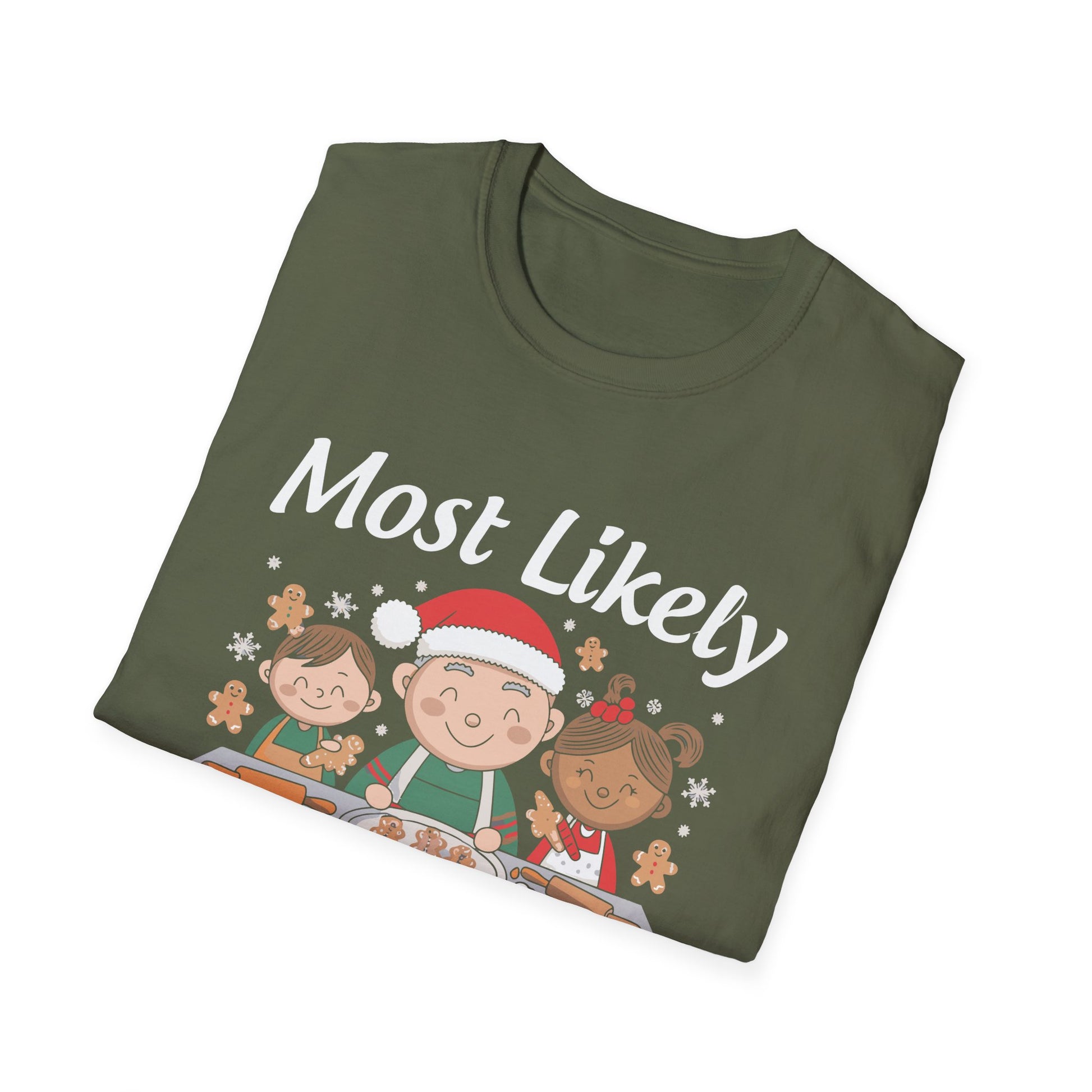 Most Likely To Bake Christmas Cookies Matching Christmas Unisex Softstyle T-Shirt