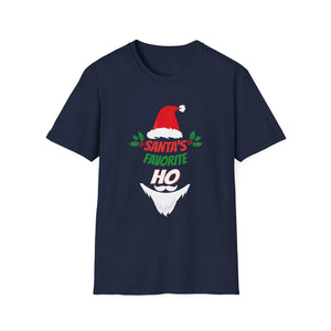 Funny Christmas Santa_s Favorite Ho Naughty Pajama Black Unisex Adult Cotton Polyester Short Sleeve Unisex Softstyle T-Shirt
