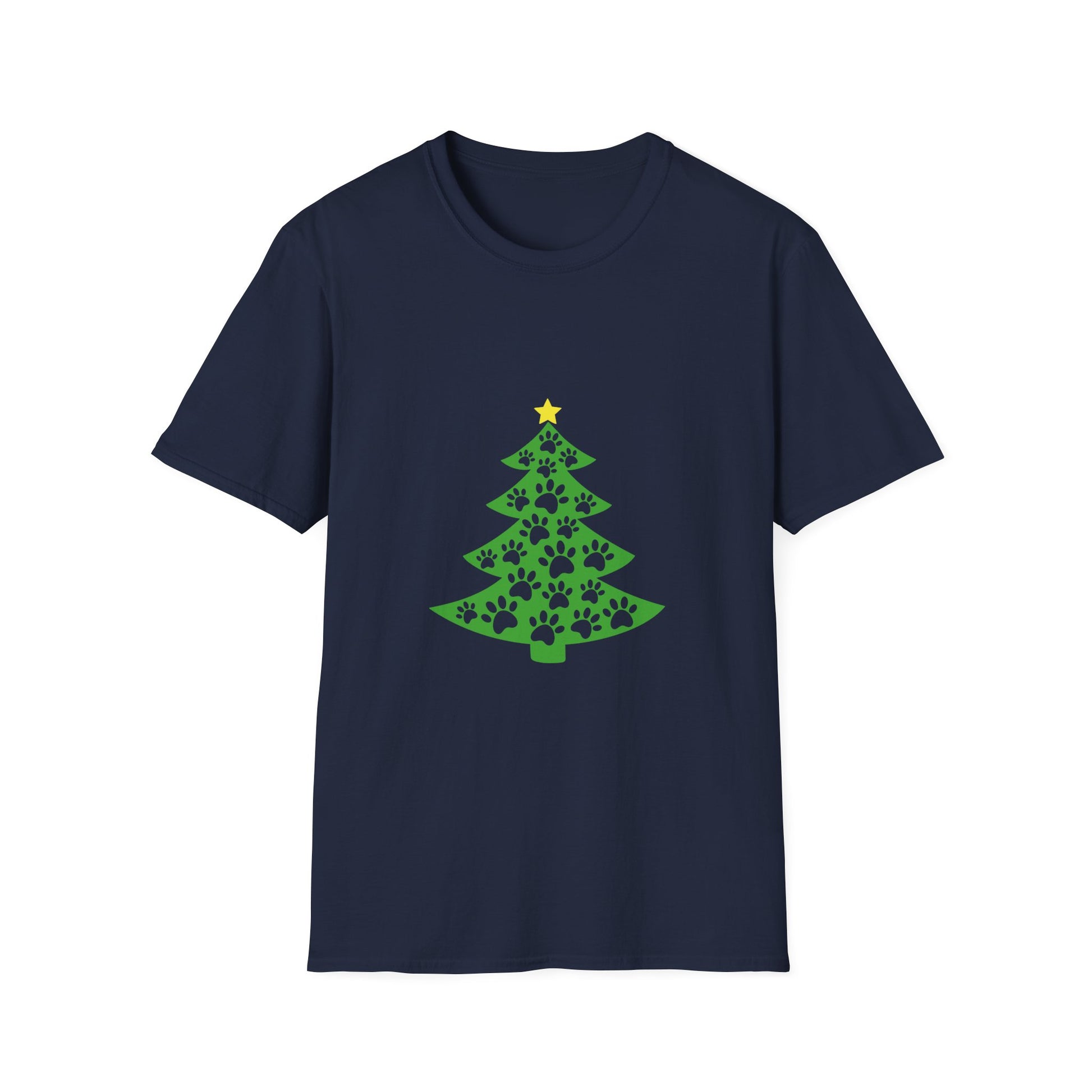 Christmas Paw Print T-Shirt — Pet Lover Holiday Tree Tee