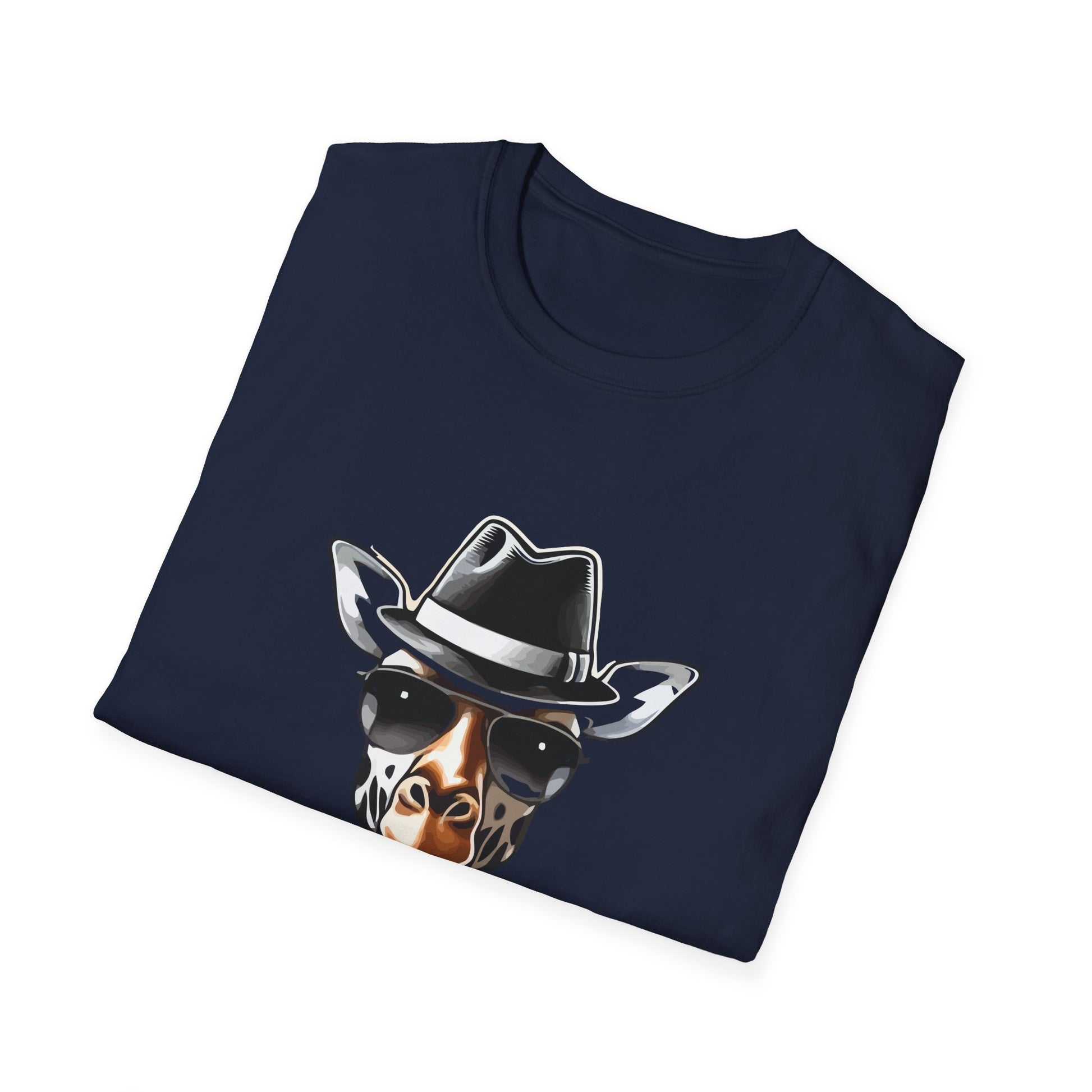 Cowboy Giraffe Graphic T-Shirt – Western Hat Giraffe with Red Rose Design  Unisex T-Shirt