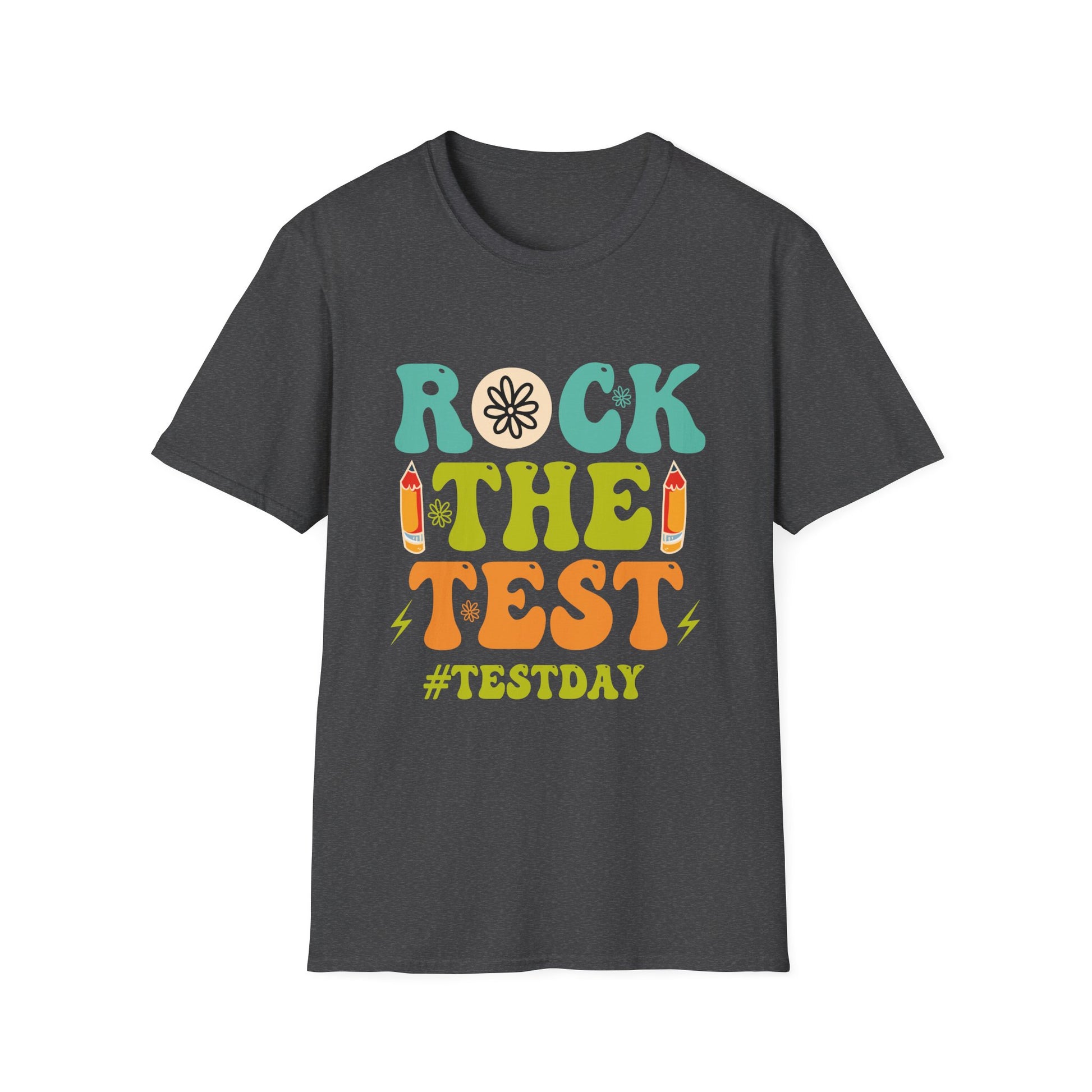 T-Shirt — "Rock the Test #TestDay" Retro Pencil Study Shirt