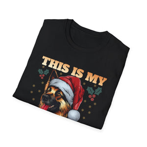 Christmas Pajama Shirt T‑Shirt – German Shepherd in Santa Hat (This Is My Christmas Pajama Shirt)