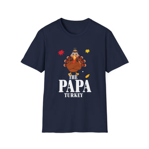 Papa Turkey T-Shirt — Thanksgiving Dad Tee with Cute Pilgrim Turkey Design